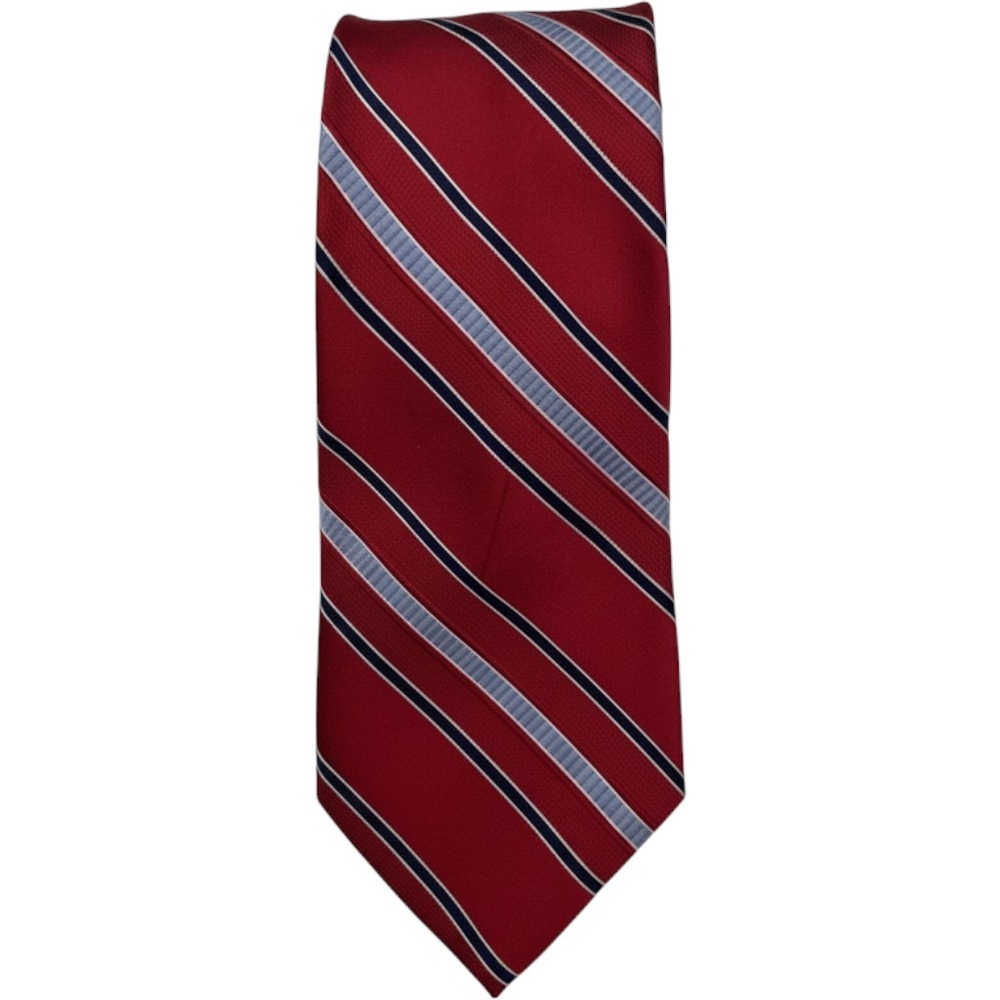 Michael Kors Mens Red Navy Blue‎ Striped 100% Silk Necktie Classic Formal